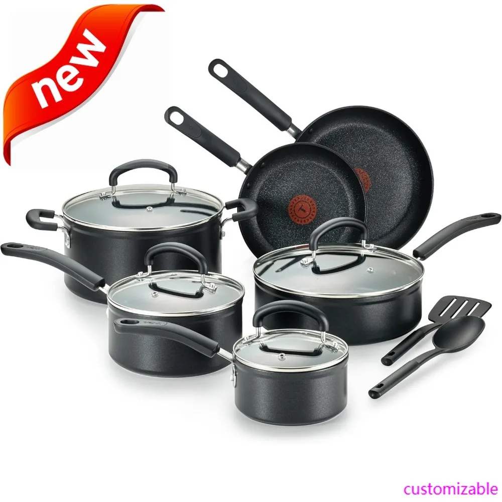 

NEW-T-fal Advanced Nonstick Cookware Set 12 Piece, Oven Broiler Safe 350F, Kitchen Cooking Set W/Fry Pans, Saucepans, Deep Saute