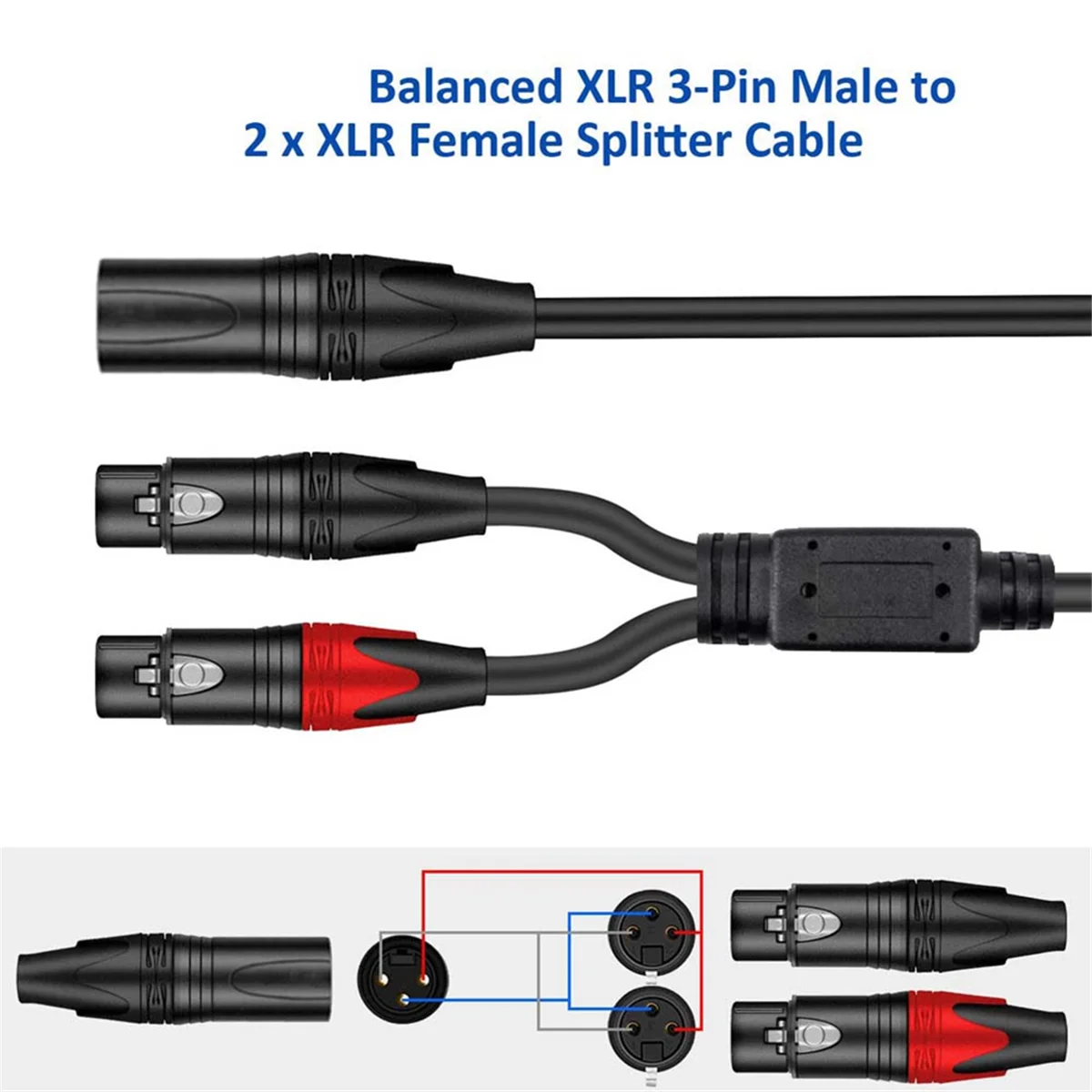 AT42 XLR - XLR Y スプリッター ケーブル バランス XLR メス - デュアル XLR オス オーディオ マイク アダプター 2 XLR - XLR オーディオ アダプター、B