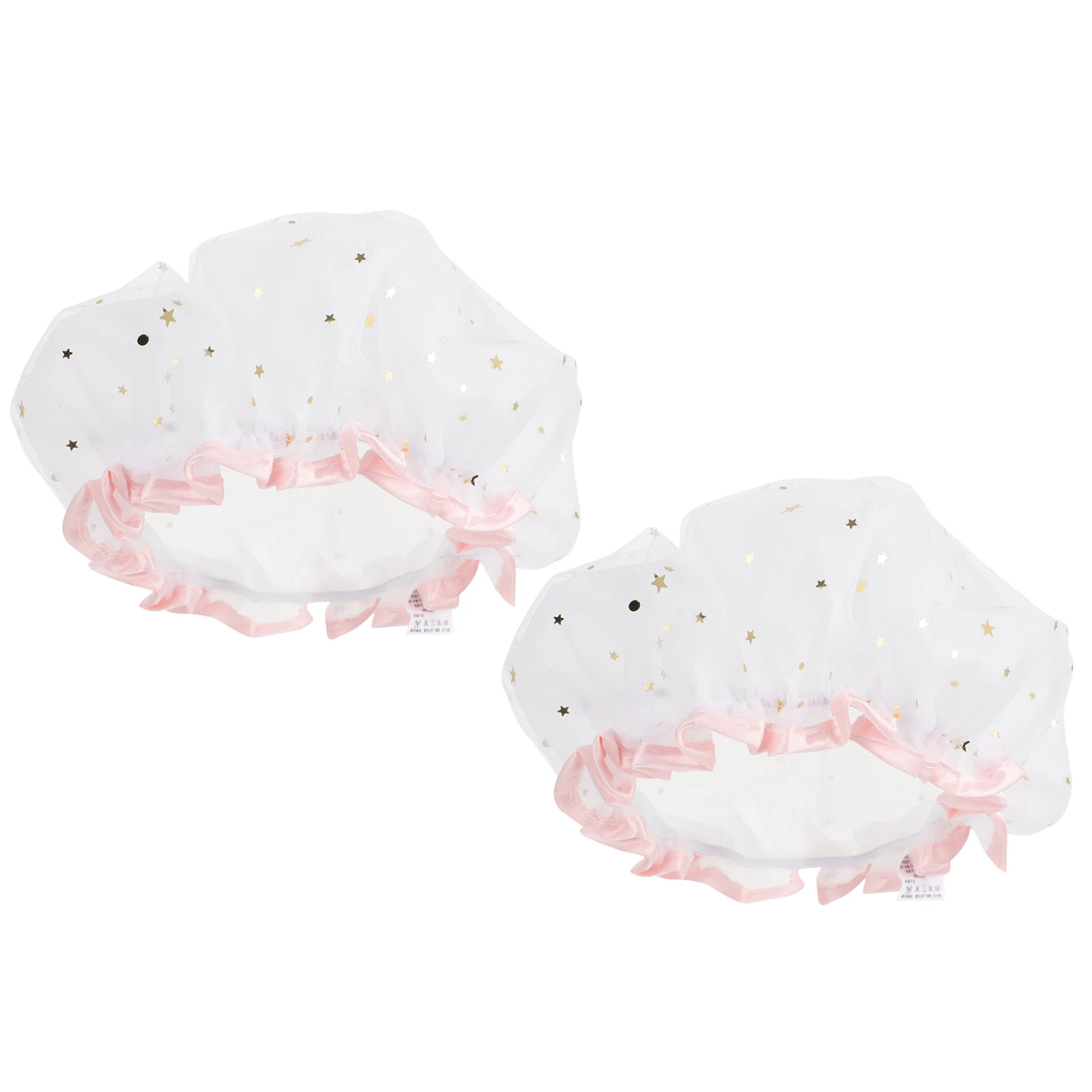 

2 Pcs Satin Bonnet Waterproof Shower Cap Caps Lady Elasticity Bath White Swimming