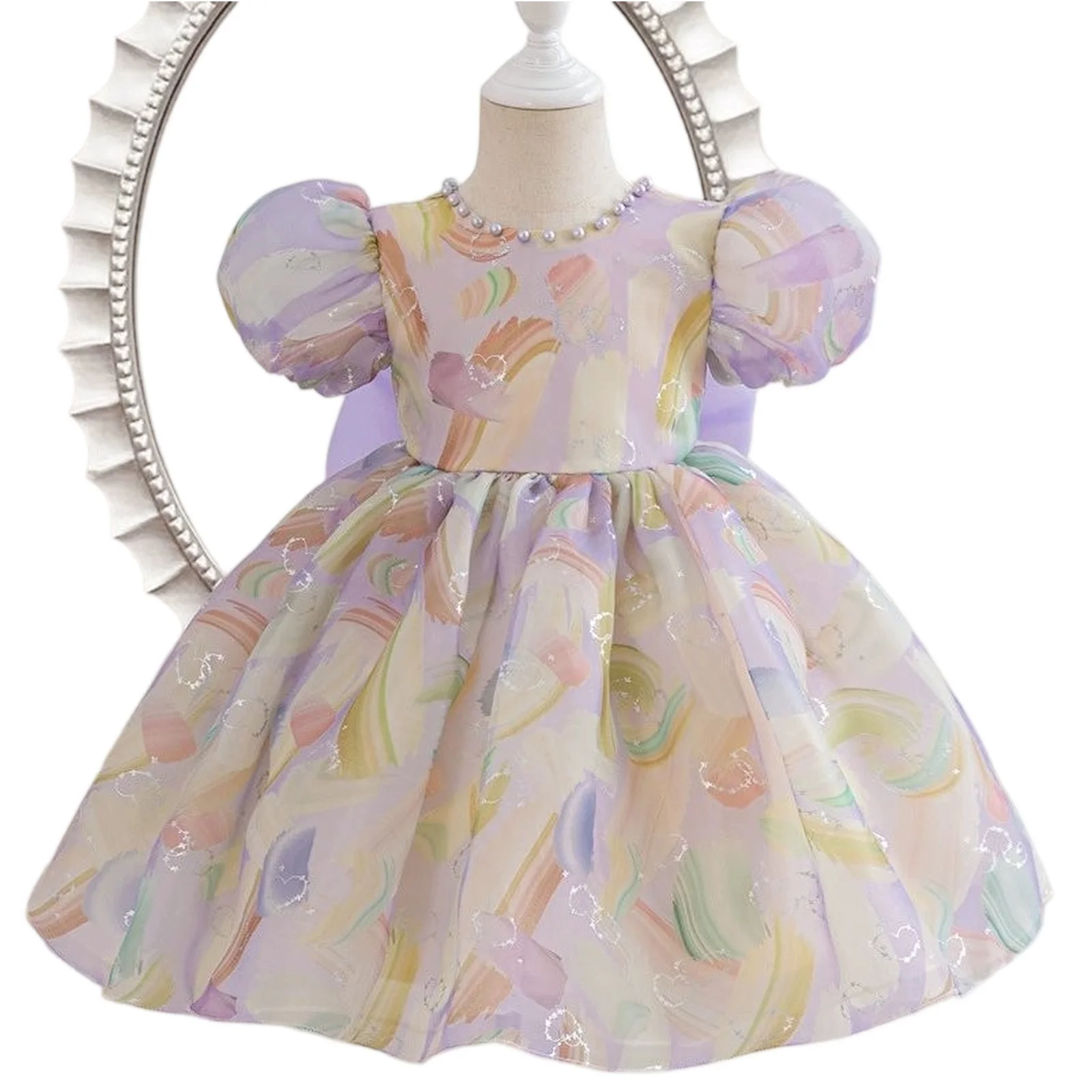 

High Quality Formal Occasion Holiday Pageant Dress Children Short Sleeve Prom Princess Dresses Girls Party Dressing up Dresses