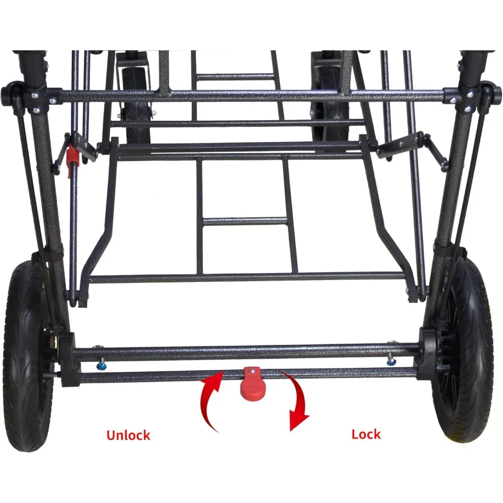 Collapsible Utility Cart with Canopy and 2 Seats, Adjustable Handle, Expandable Front for Camping and Outdoor Picnics