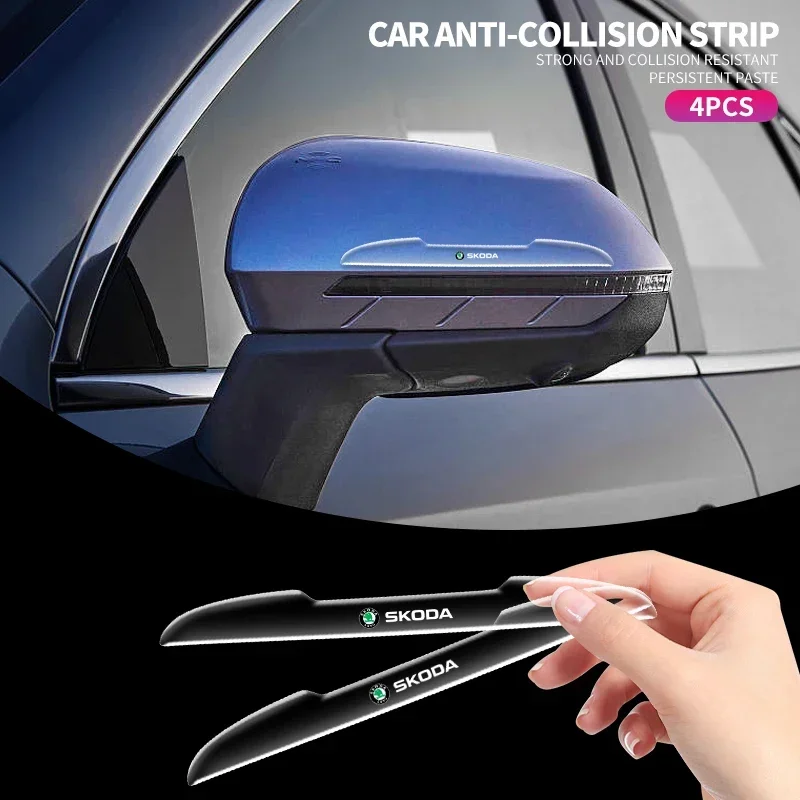 

4PCS Car Door Bumper Strip Side Edge Transparent Sticker For Skoda Fabia Superb Yeti Octavia Rapid Kodiaq Mk3 A4 A6 A7 A5 Kamiq