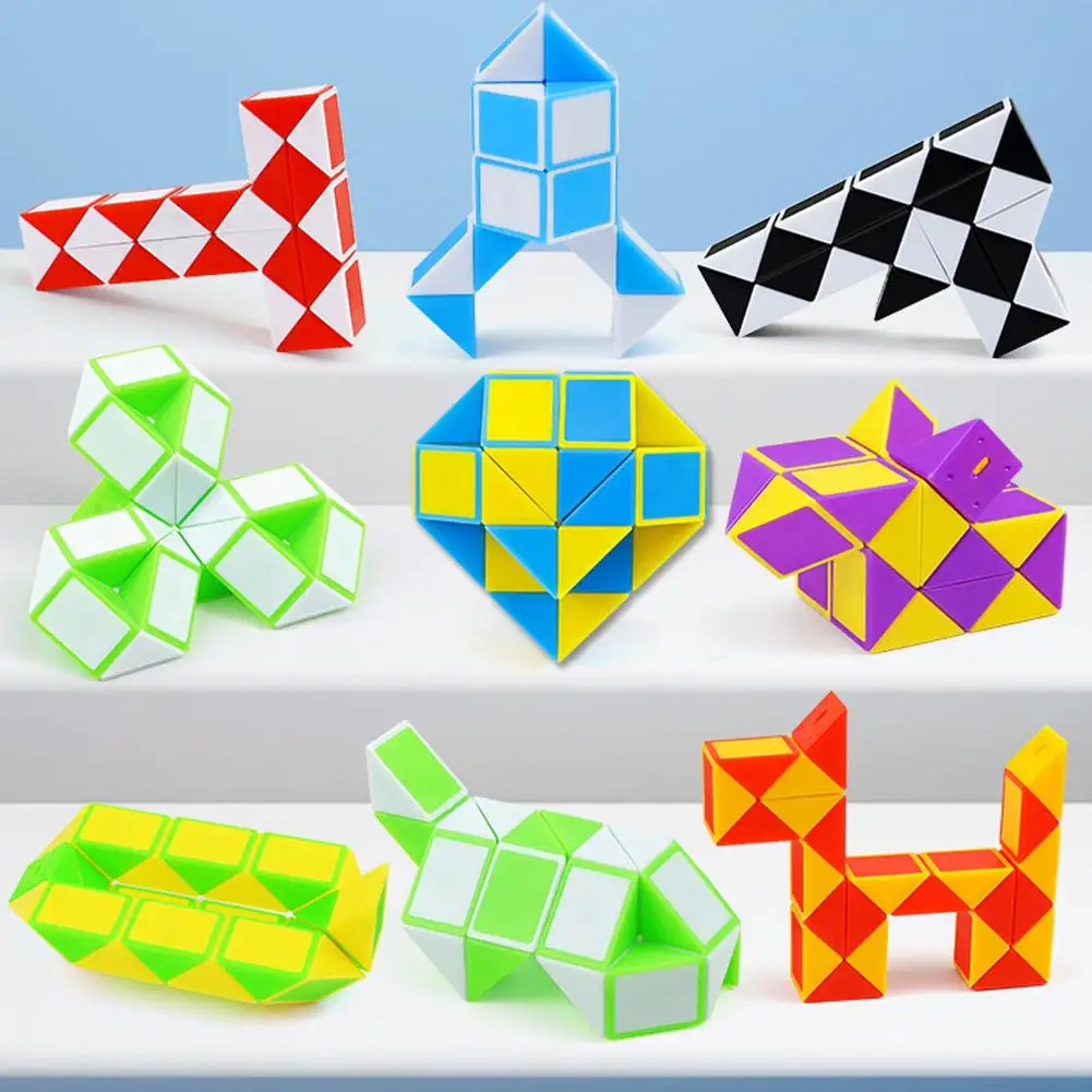Magic Cube Puzzle Toy for Kids, 24 Seção, Blocos de Régua, Inteligência, Snake Twist, Brinquedos educativos, Presentes para crianças