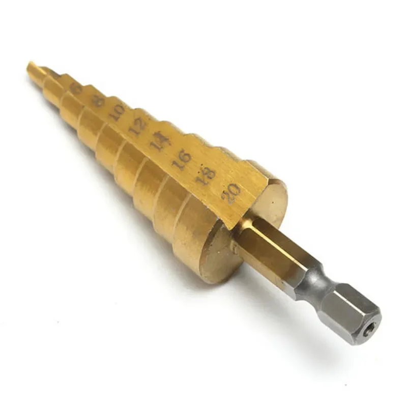JUSTINLAU HSS Thép Không Gỉ Titan Bước Khoan 4-12Mm-20Mm Bước Nón Dụng Cụ Cắt Thép Không Gỉ gỗ Gỗ Khoan Kim Loại