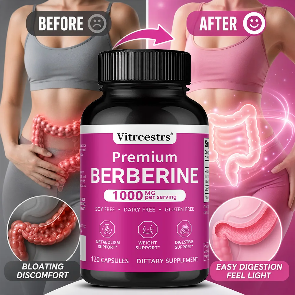 Berberine HCl Supplement 1000mg Per Serving, Glucose Support, Circulatory & Gastrointestinal Health, Gluten-Free, 120 Capsules