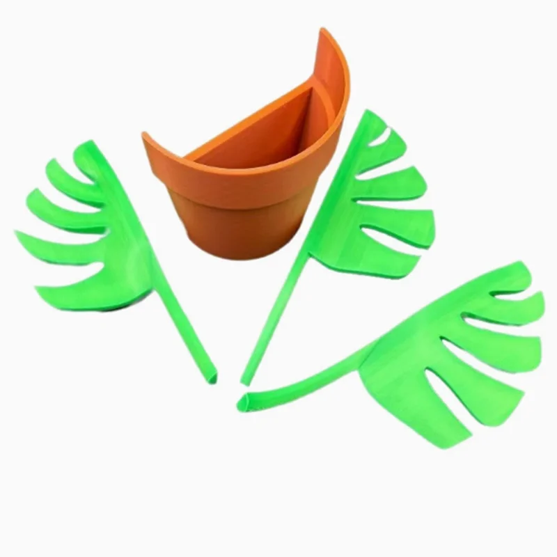 Picture 6: 1 Set Simulated Plant Mirror Adhesive Leaf Storage Rack Toothbrush Holder Bathroom Organizer