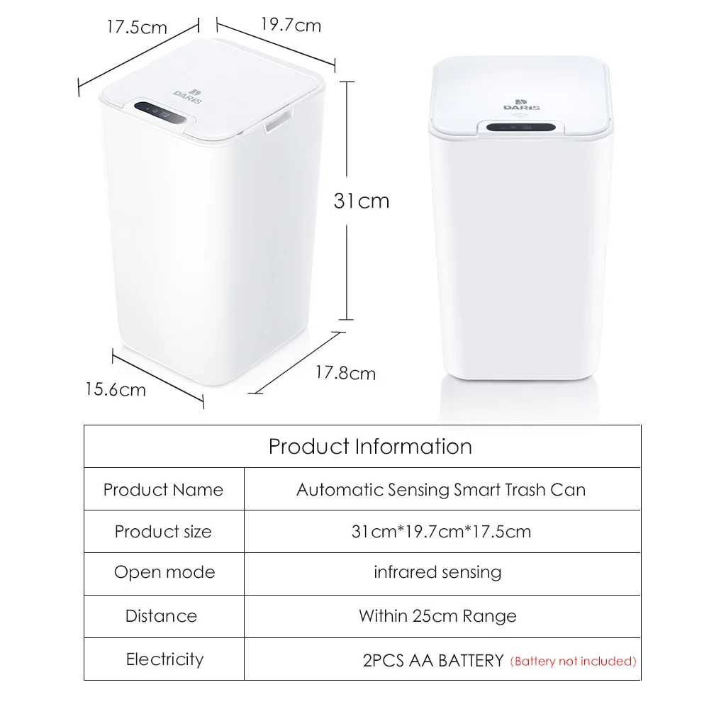 Smart Sensor Trash Can Electronic Automatic Bathroom Waste Garbage Bin Household Toilet Waterproof Sensor Bin