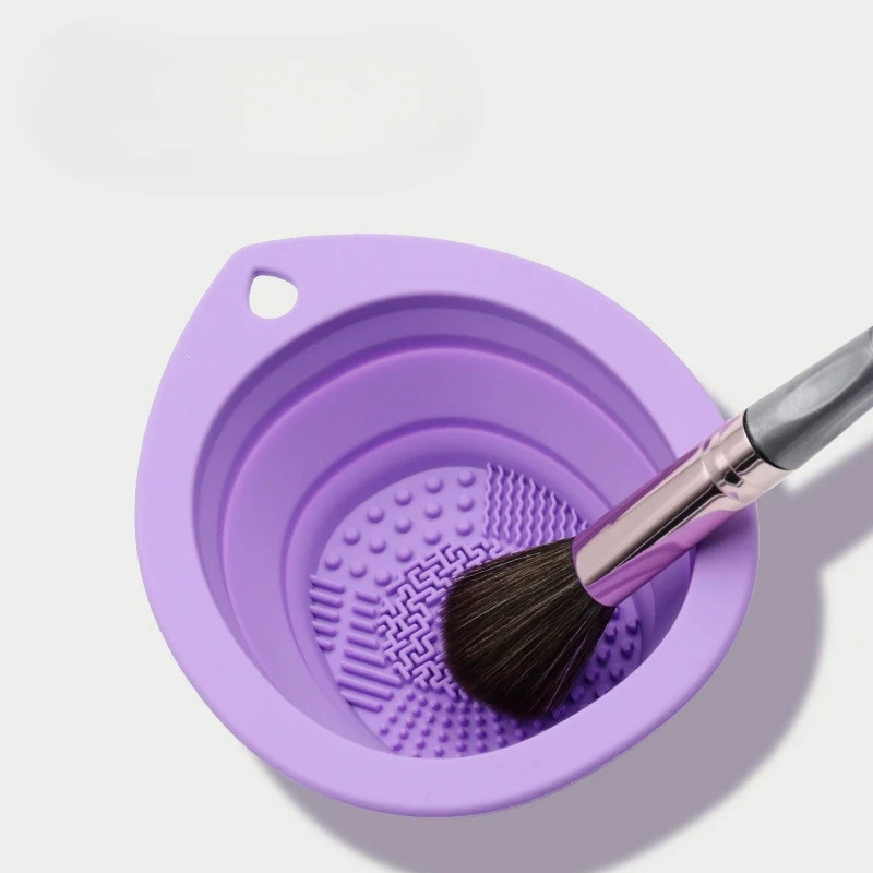 Silikon Makyaj Fırça Temizleyici Katlanır Toz Puf Temizleme Kase Göz Farı Fırçaları Yıkama Yumuşak Mat Güzellik Araçları Scrubber Kutusu