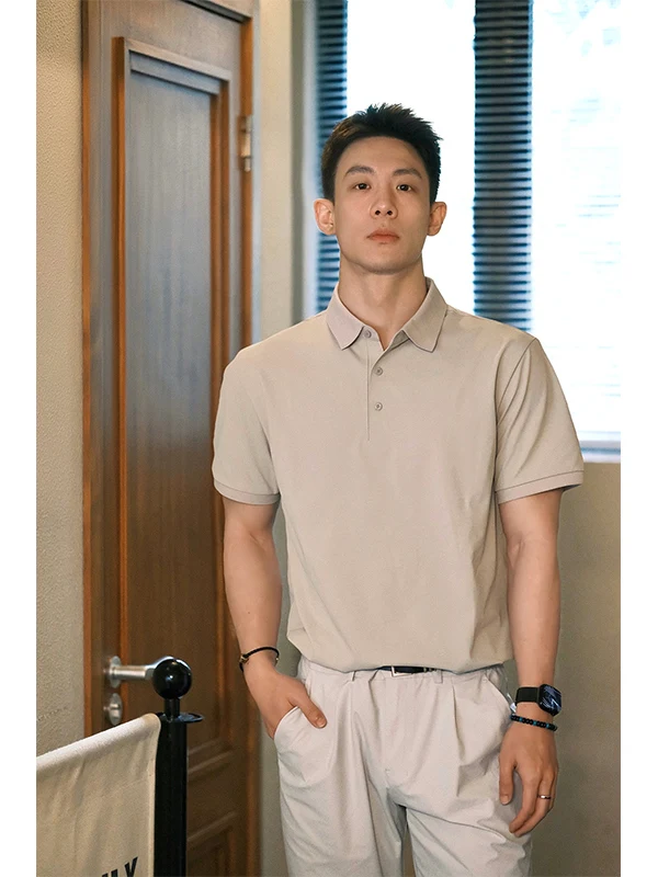 

Cool Sensation Ice Silk irt Men's Summer Lightweight Busin Casual ort Sve Turn-down Collar T-irt