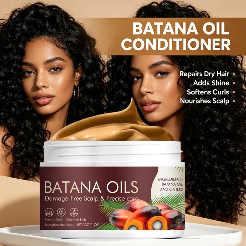 Natural Batana Oil Hair Conditioner Repair Dry Hair Nourish Scalp Soften Curls Add Gloss For Curly Dry Damaged Hair