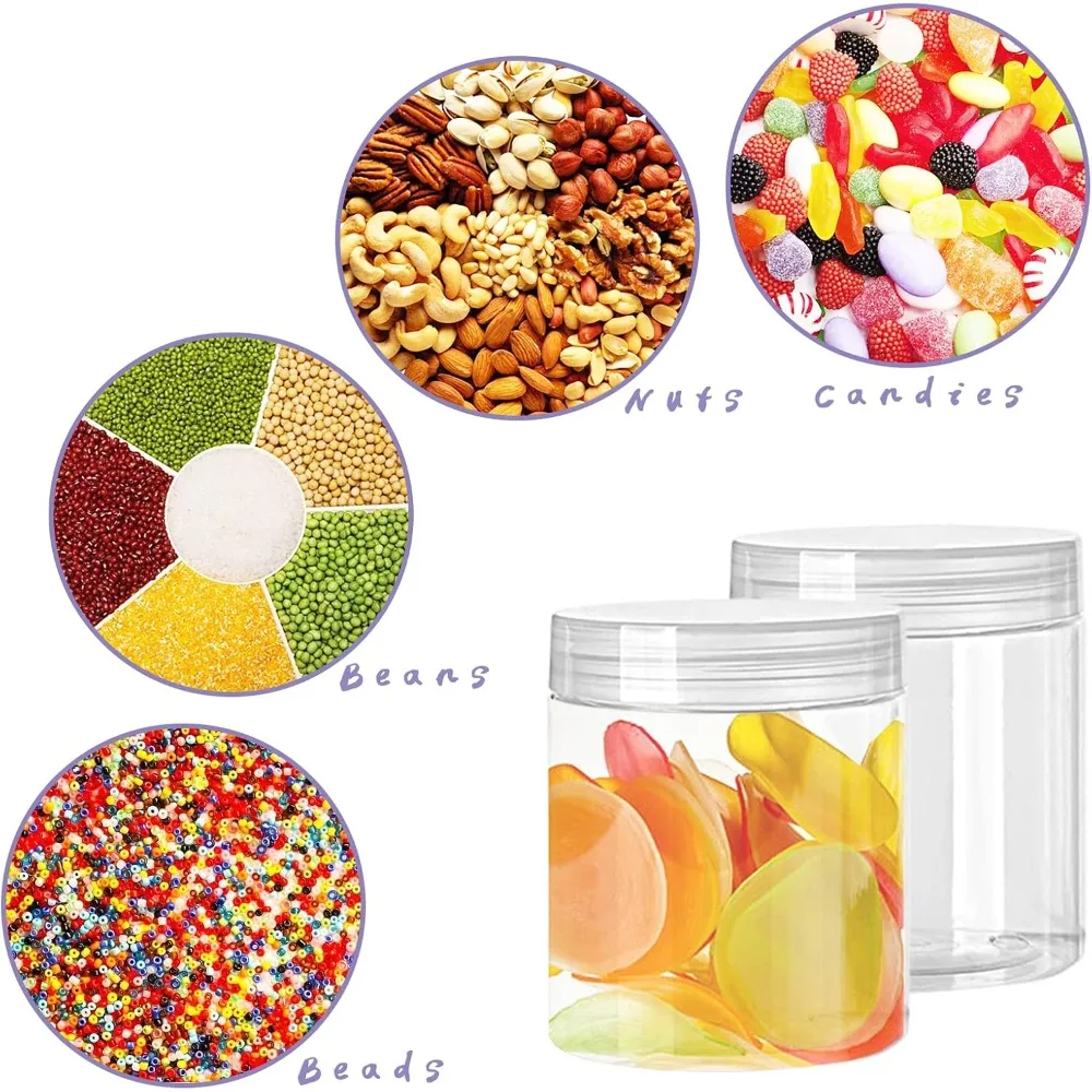 20 Pack 4oz Clear Plastic Jars with Lids 115ml Wide Mouth Empty Round Containers for Candy Beads Lotion Slime Making Food Storage Refillable Containers view 4