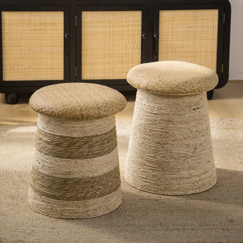 Stool homestay low straw rope hemp rope woven sofa round bench living room shoe changing stool sitting stool