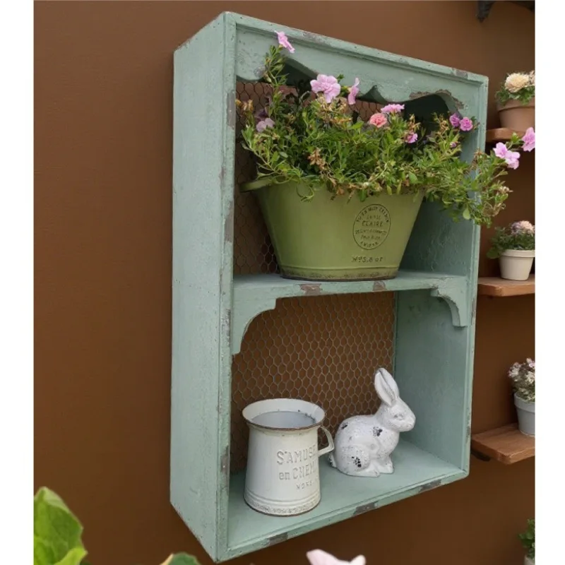 Foreign trade cross-border explosion French solid wood wall-mounted shelf multi-layer flower stand B & B retro wooden wall