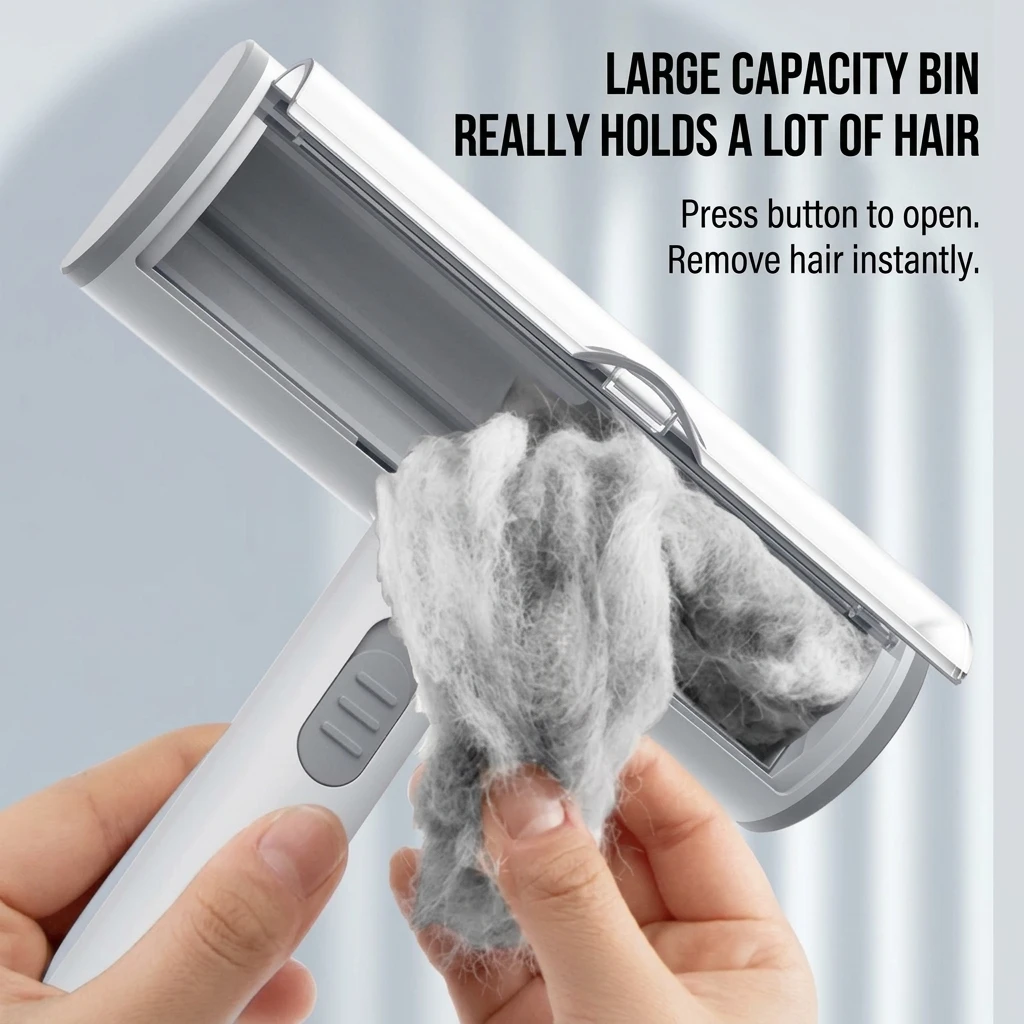 YGTITAN Reusable Pet Hair Remover, Cat Dog Fur Cleaner Roller with Storage, Push-Pull Lint Brush for Couch & Bedding