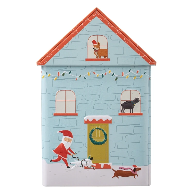 Decorative Blue Dog House Tin Container Home Items Storage Holder Case Dropsale