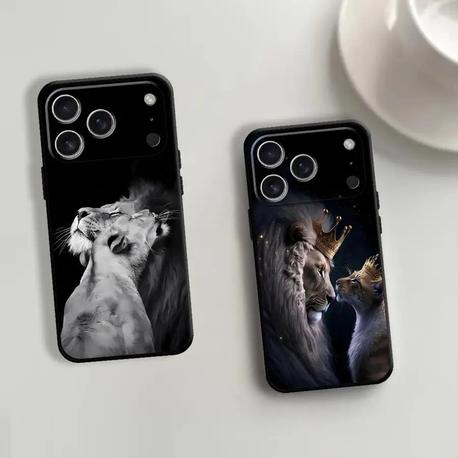 

Case for Apple iPhone 17 Pro Max 16 14 15 Pro 7 8 12 17e Air 13 11 XR XS MAX Funda Phone Cover Crown Lion