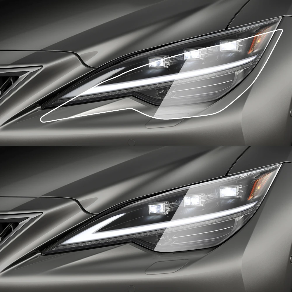 Premium High-Gloss Smoke Black TPU Headlight Protection Film for Lexus LS 2018-2026 Pre-Cut PPF Anti-Scratch Vinyl Wrapping Kit view 3