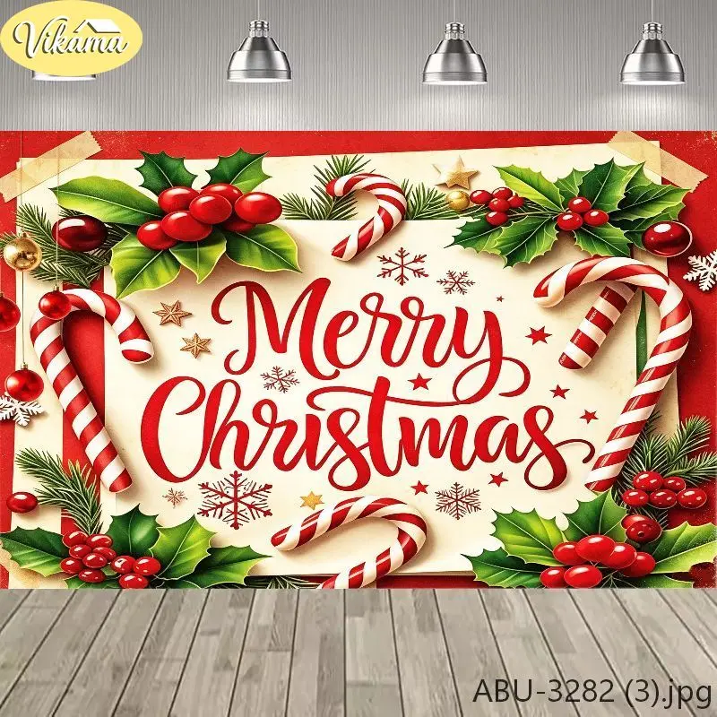 VIKAMA Retro Christmas Poster Tapestry Merry Christmas Background Cloth Living Room Party Wall Decoration Room Decoration