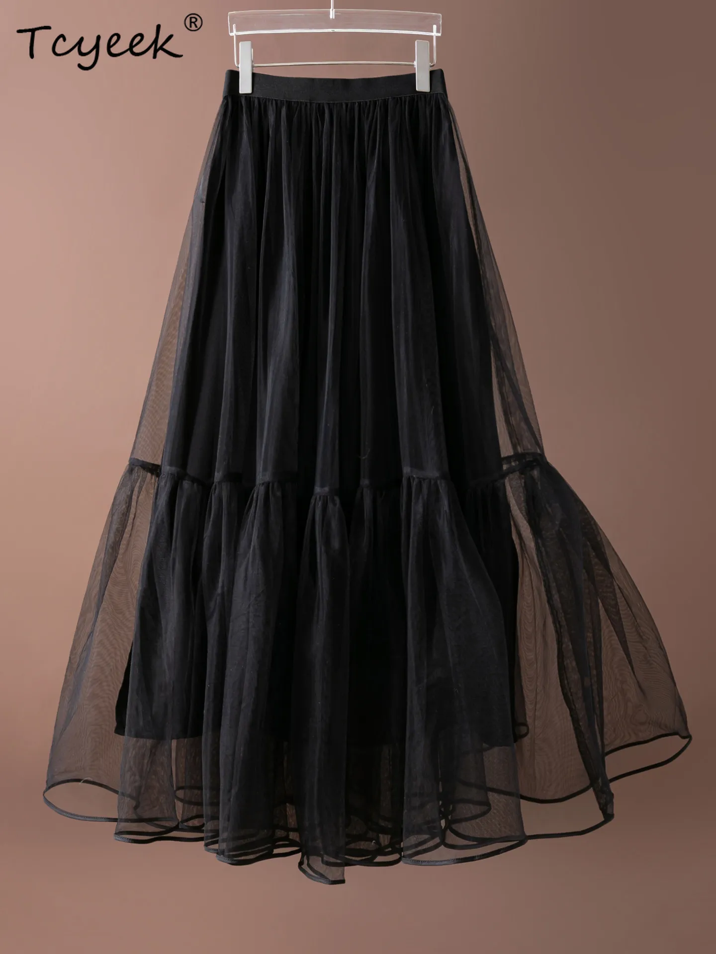 

Tcyeek 100% натуральная черная юбка из тутового шелка, женская одежда, юбки для вечеринок, модная летняя юбка, элегантные юбки для женщин, Юбка Женская