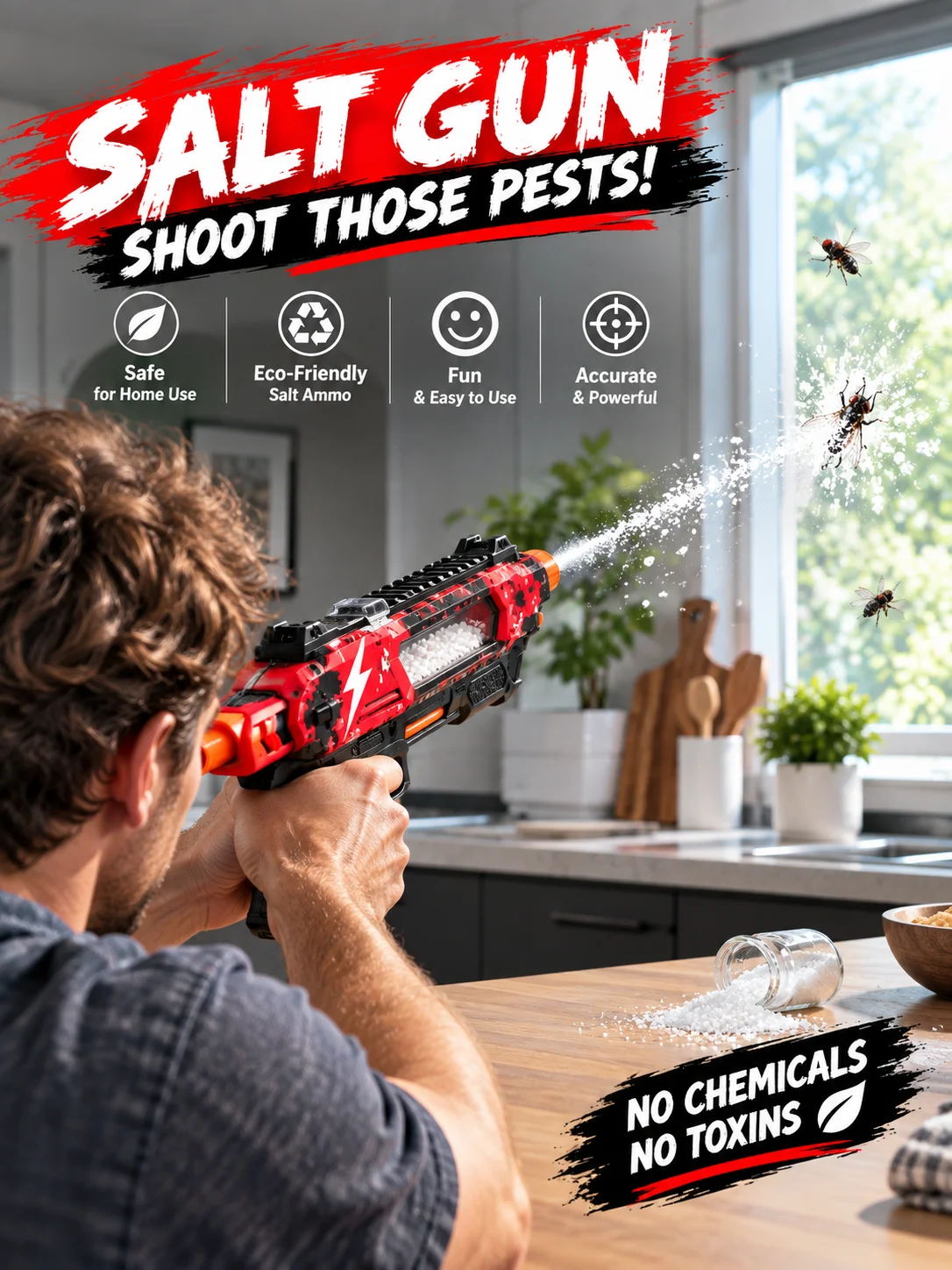 2026 Salt Gun Upgraded accurate Aiming Fly and Mosquito Killer Adult Simulation Toy Fly Killer Flie New Shooting Game Plastic 2