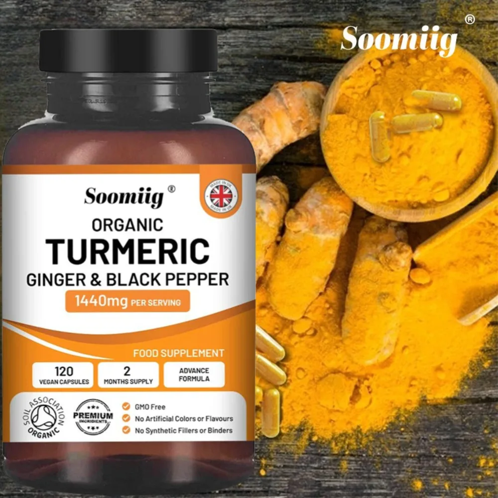 3-in-1 Turmeric Ginger Supplement - with Black Pepper - Joints, Immune Support, Improves Digestion