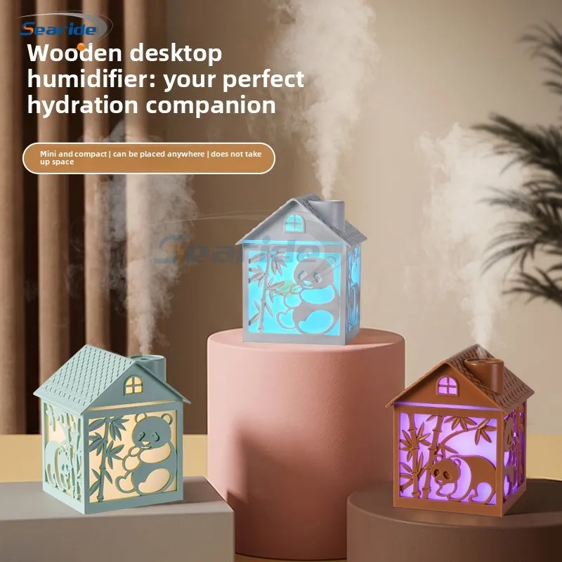 Wooden House Air Humidifier USB 260ML Aroma Diffuser Essential Oils ...
