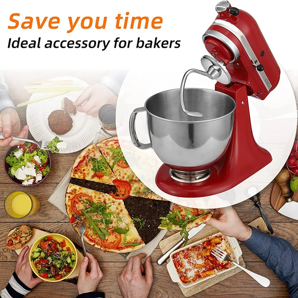 Attacco per gancio per pasta in acciaio inossidabile per KitchenAid 4.5-5 Quart Tilt Head Stand Mixer, parti di ricambio ganci per pane