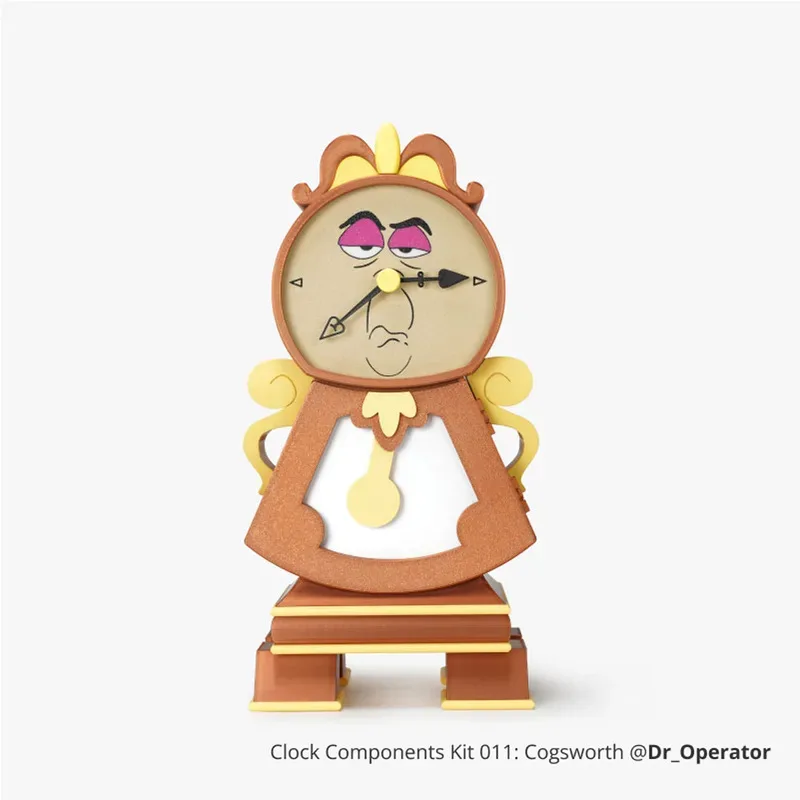 مجموعة ساعات نموذجية للطباعة ثلاثية الأبعاد من Bambu Lab Cogsworth Mr. مكونات الساعة لعبة الديكور الإبداعي اللطيفة للهدايا