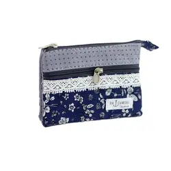 Algodão floral padrão bolsa de moedas feminina bolsa de pano carteira pequena bolsa de dinheiro bolsa de cartão das senhoras pequena bolsa para meninas