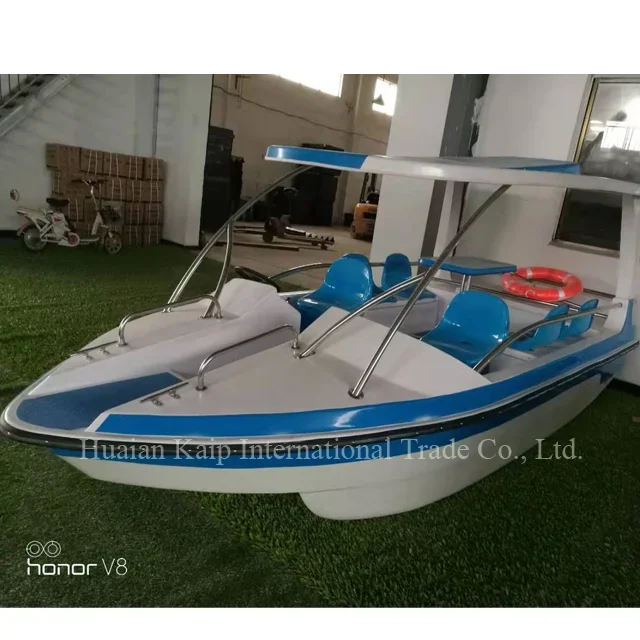 Big power 6-8 person electric fiberglass boat with 800w power 8-person battery fiberglass boat with Automatic drainage system