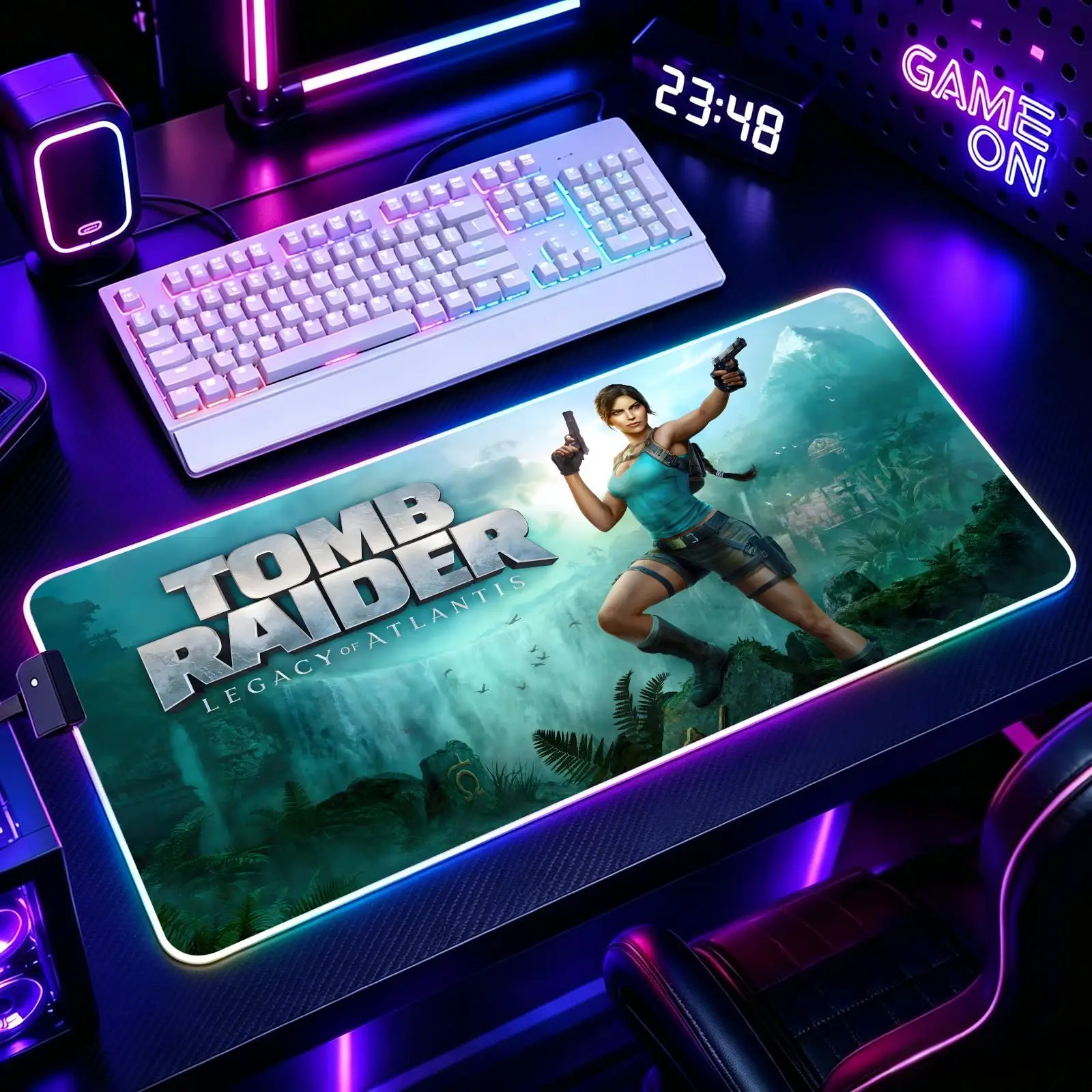 Mouse Pad RGB Color Changing Gaming Mouse Pad, Stitched Edges, XXL Large Keyboard Desk Mat hot game Tomb Raider