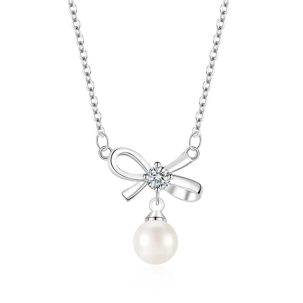 

Ожерелье из стерлингового серебра 925 пробы с повседневным темпераментом и бантом из циркона, подарок на день рождения, годовщину вечеринки