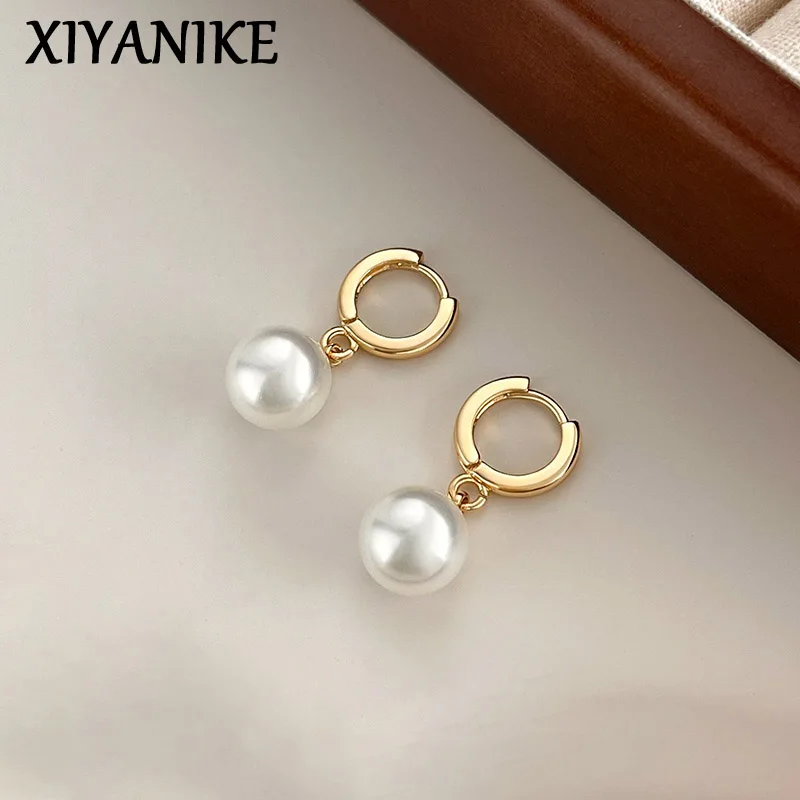 XIYANIKE 2023 Trending Gentle Pearl Hoop Earrings For Women Girl Fashion New Ear Jewelry Lady Gift Party Wedding серьги женские