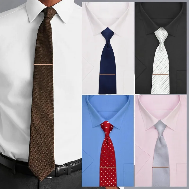 1PCS Smooth 6cm Tie Clip Gift Set - Gold Silver Rose Gold Patterned Narrow Accessories in-Stock Ready