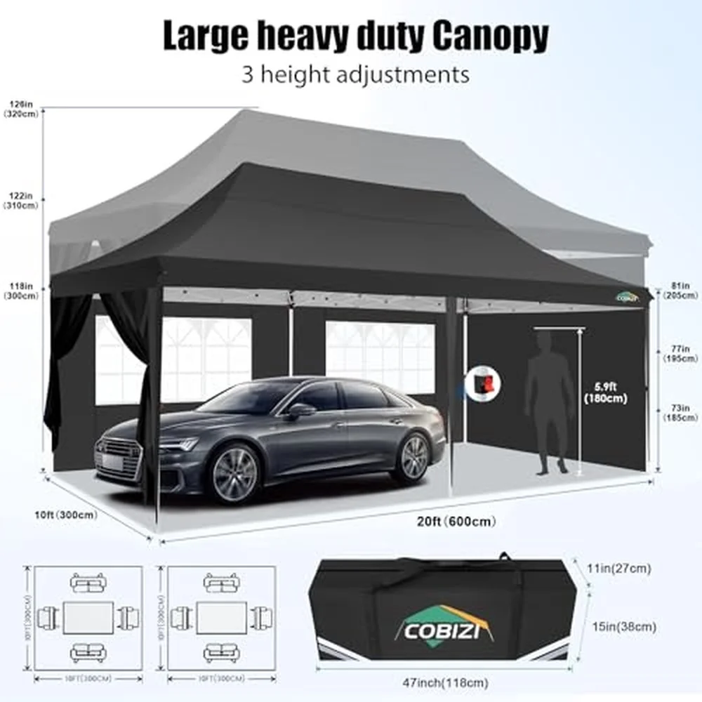 10x20 Pop Up Canopy with 6 Sidewalls Outdoor Gazebo Tent for Party