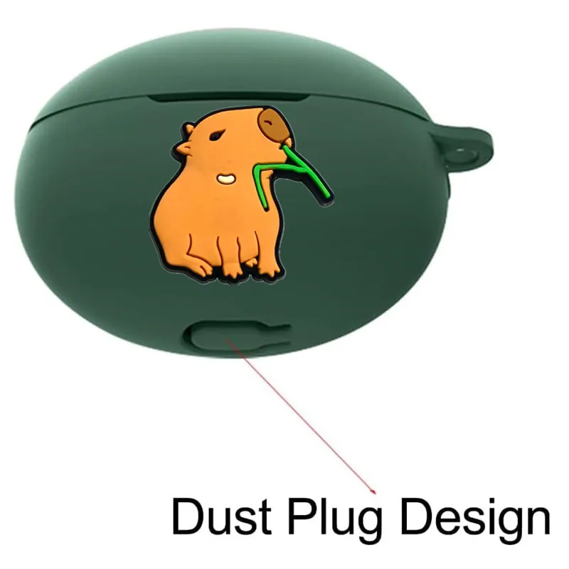 Diy animal capivara caso do fone de ouvido para huawei freebuds 4i/5i/6i silicone blutooth fones caixa carregamento capa protetora com gancho