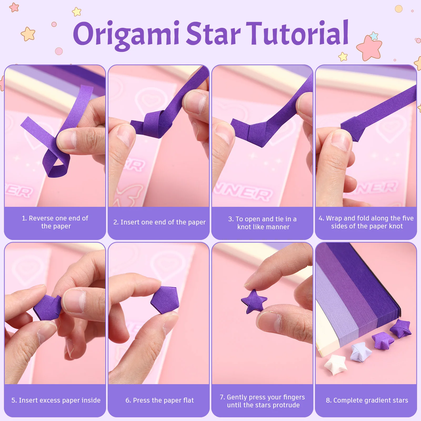 

1Set Wishing Bottle Origami Star Paper Strips Set Romantic Gifts for Him Girls Room Decor Hand Folding Activity