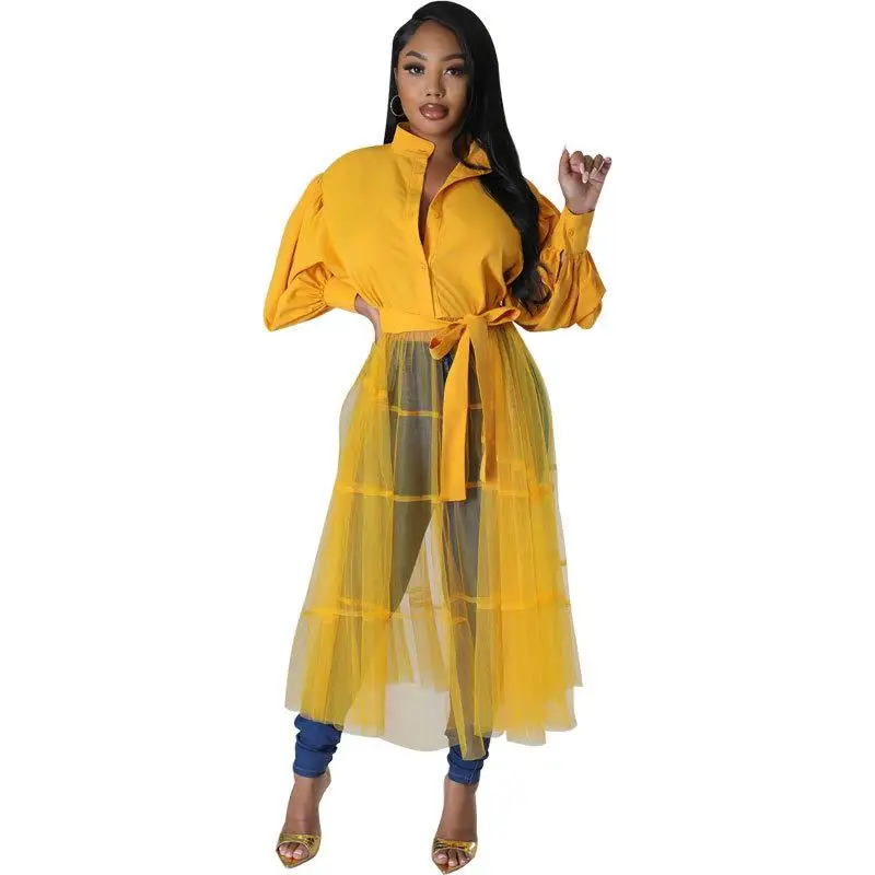

SVE Long Faion Pink Casual irt Women's Protective Clothing Flip Collar Home Use Daily Protection Gear