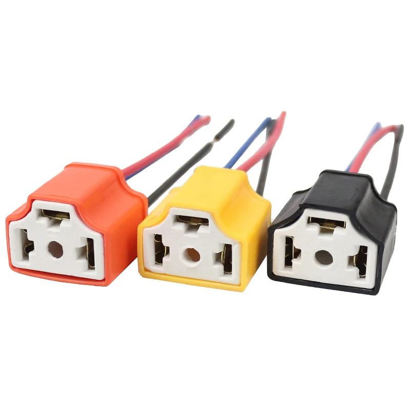 H4 Three Holes Ceramic Wire Wiring Car Head Light Bulb Lamp Harness Socket Plug Hot Sale Auto H4 Connector Plug