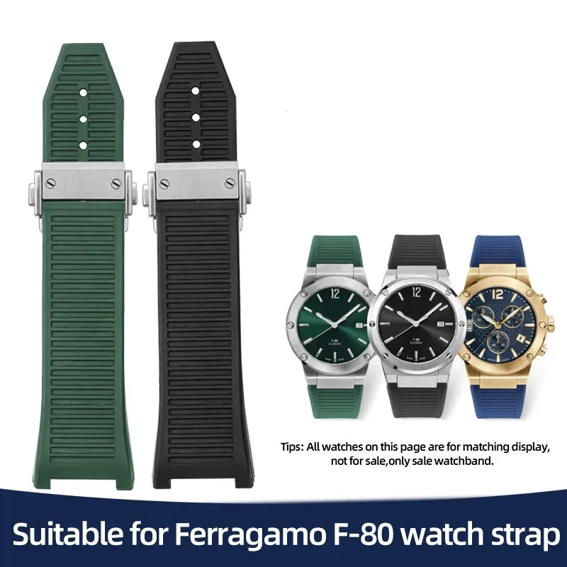 26mm Concave Silicone Watch with Accessories For Ferragamo Sports Series F80 Men's Watch Strap F-80 Waterproof Rubber Watch Band