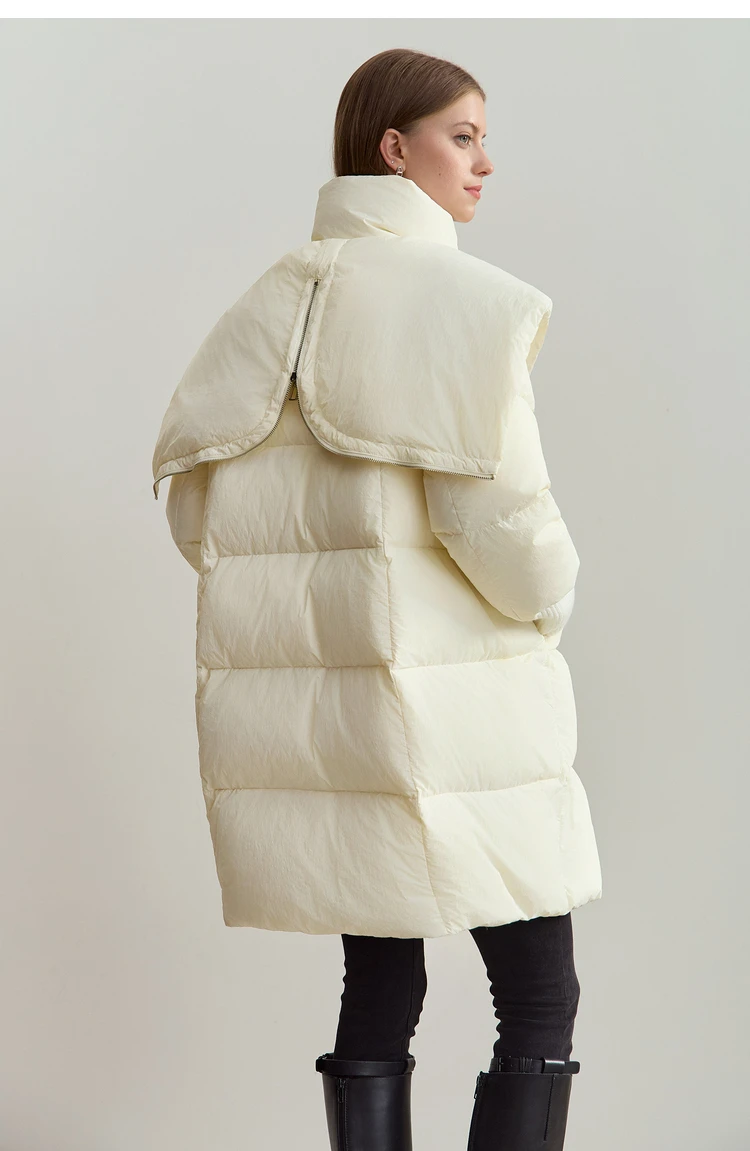 Amii 2026 Winter Warm New Women Down Jacket Cuffs Magnetic Buckle Zipper Hooded Fake Two-piece Thick Loose Long Coats 12444104