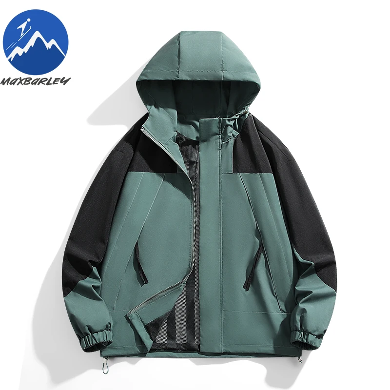 

2026 New Men Jacket Hiking Travel Waterproof Lightweight Motorcycle Jackets Trendy Splicing Spring Autumn Handsome Hooded Coat