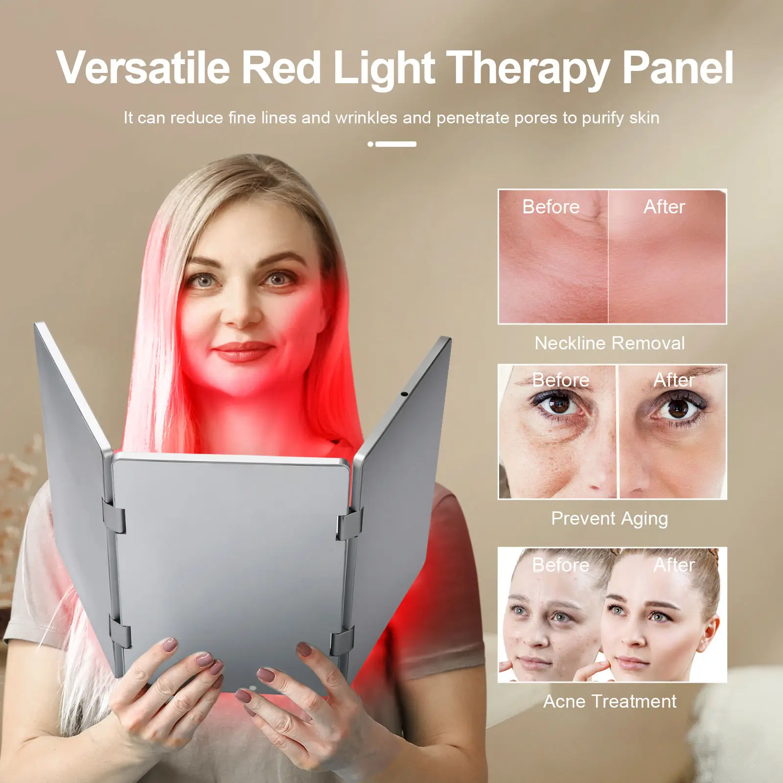 660nm 850nm Handheld Gezichtsmachine Infrarood Licht Therapie Nabij Infrarood Rood Licht Therapie Paneel Apparaten Voor Gezicht