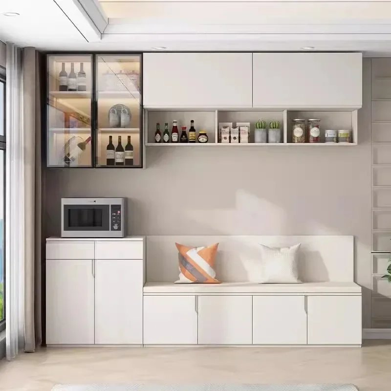 Solid wood dining side cabinet, card seat side cabinet integrated against the wall, living room, dining room, storage cabinet, s