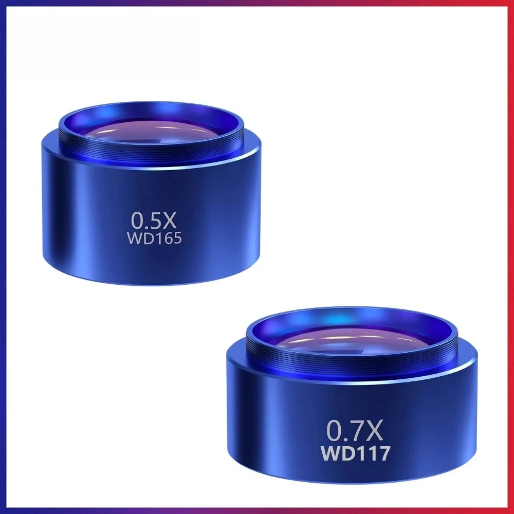 Objectif auxiliaire Barlow WD165 WD120 0.5X 0.7X avec filetage 48 mm pour microscope stéréoscopique trinoculaire