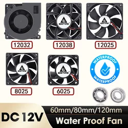 Gdstime DC 12V Waterproof Industrial Ultrasonic Humidifier Refrigeration Cooler 60/80/120mm Outdoor Water Proof Cooling Fan