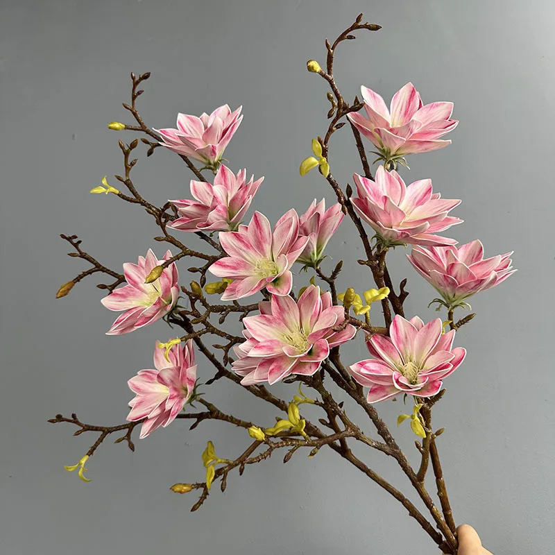 

4pcs Plastic White Perfume Lotus Artificial Flowers Hotel Decoration Simulation Magnolia Branch Fake Flower Table Decorative