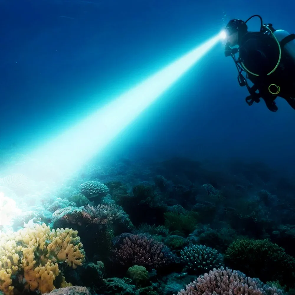 10000 Meters Underwater Diving Headlight Waterproof Super Bright LED Diver Spearfishing Headlamp Head Torch Lamp Head Flashlight view 6