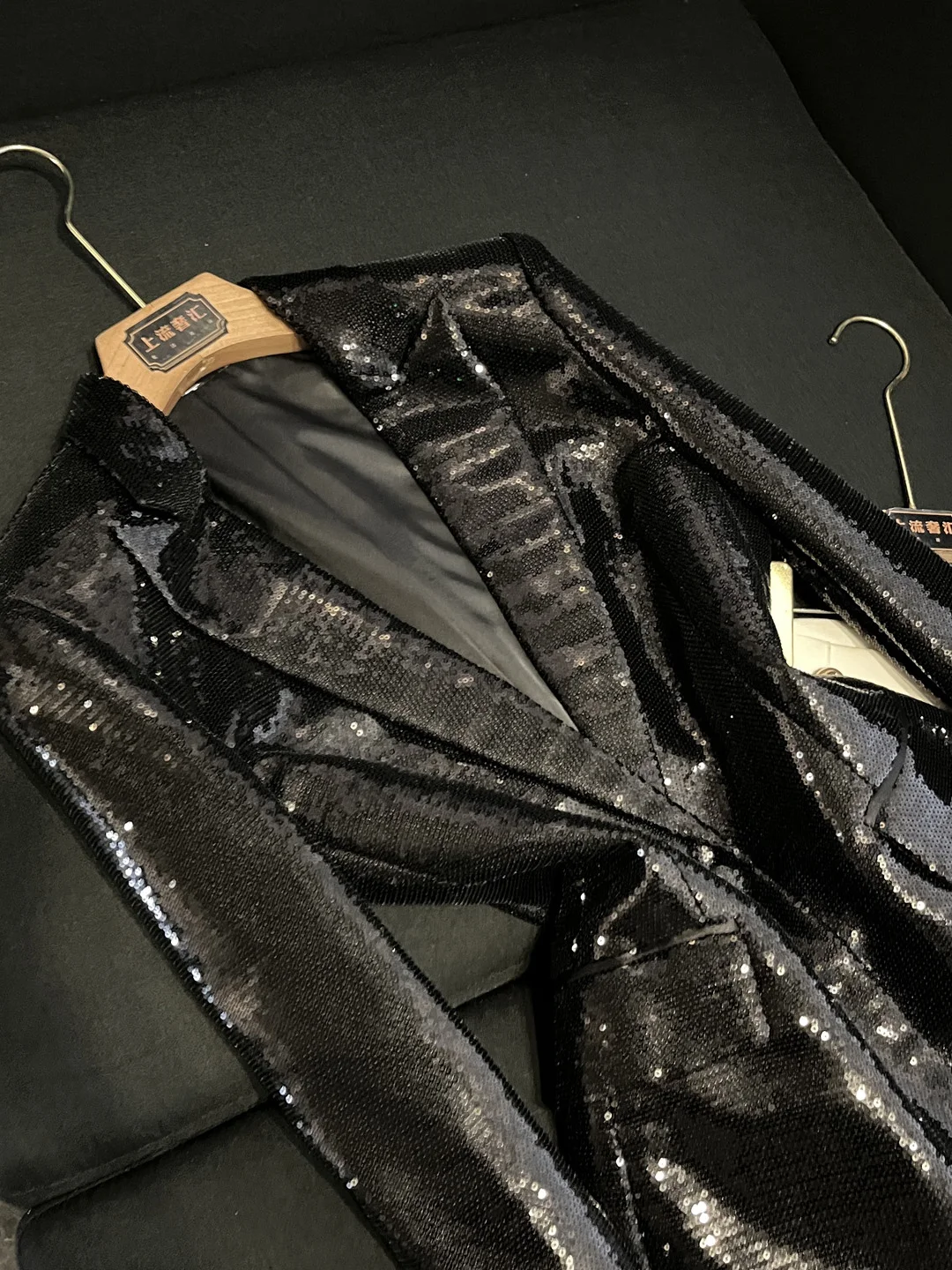 Faionable 2025 Winter Women's Single-Button BLINGBLING Sequin Suit Jaet Commute Sle Loose Fit Long Sve Mid-Length