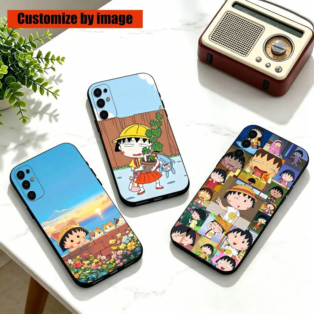 Anime Chibi M-Maruko C-Chans  Phone Case Black Silicone Soft For Samsung S26,S25,S24,S23,S22,S21,S30,Ultra,Plus,Fe,Lite
